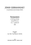 Finis Germaniae? by Herbert Krüger, Ingo von Münch, Thomas Oppermann