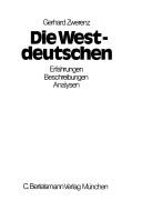 Cover of: Die Westdeutschen: Erfahrungen, Beschreibungen, Analysen