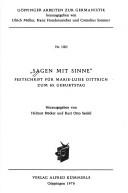 Cover of: Sagen mit Sinne: Festschrift für Marie-Luise Dittrich zum 65. Geburtstag