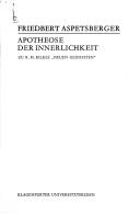 Cover of: Apotheose der Innerlichkeit by Friedbert Aspetsberger