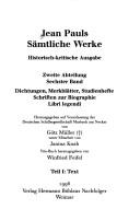 Cover of: Jean Pauls sämtliche Werke: historisch-kritische Ausgabe