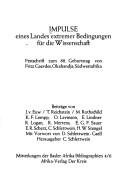 Cover of: Impulse eines Landes extremer Bedingungen für die Wissenschaft.: Festschrift zum 80. Geburtstag von Fritz Gaerdes, Okahandja, Südwestafrika.