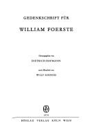 Cover of: Gedenkschrift für William Foerste.