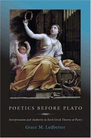 Cover of: Poetics before Plato by Grace M. Ledbetter