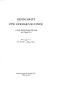 Cover of: Festschrift für Gerhard Kleiner: zu seinem fünfundsechzigsten Geburtstag am 7. Februar 1973