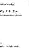 Cover of: Wege des Realismus by Wolfgang Preisendanz