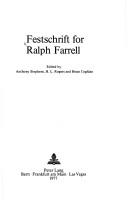 Cover of: Festschrift for Ralph Farrell by edited by Anthony Stephens, H.L. Rogers, and Brian Coghlan.