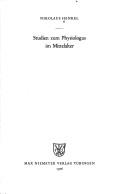 Studien zum Physiologus im Mittelalter by Nikolaus Henkel