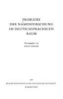Cover of: Probleme der Namenforschung im deutschsprachigen Raum