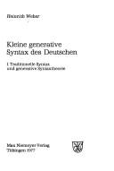 Cover of: Kleine generative Syntax des Deutschen. by Heinrich Weber