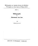 Cover of: Bibliographie zu Hartmann von Aue by Elfriede Neubuhr