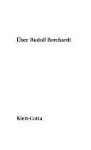 Cover of: Über Rudolf Borchardt by Hubert Arbogast