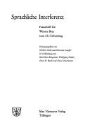 Cover of: Sprachliche Interferenz: Festschr. für Werner Betz zum 65. Geburtstag
