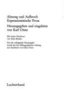 Cover of: Ahnung und Aufbruch: expressionistische Prosa