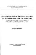 Cover of: phonology of Jacques Bellot