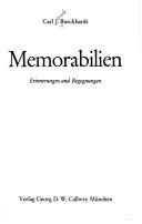Cover of: Memorabilien: Erinnerungen u. Begegnungen