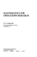 Cover of: Mathematics for operations research