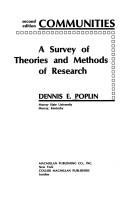 Cover of: Communities: a survey of theories and methods of research