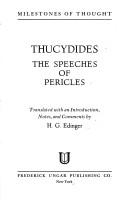 Cover of: The speeches of Pericles