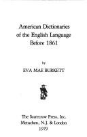 Cover of: American dictionaries of the English language before 1861