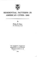 Cover of: Residential patterns in American cities, 1960