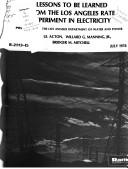 Cover of: Lessons to be learned from the Los Angeles rate experiment in electricity by Jan Paul Acton