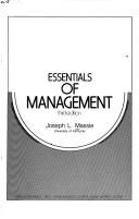 Cover of: Essentials of management by Joseph L. Massie, Joseph L. Massie