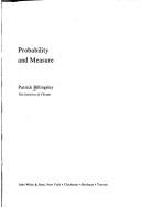 Cover of: Probability and measure by Patrick Billingsley