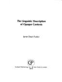 The linguistic description of opaque contexts by Janet Dean Fodor