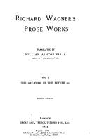 Cover of: Prose works. by Richard Wagner, Richard Wagner