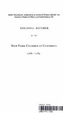 Cover of: Colonial records of the New York Chamber of Commerce, 1768-1784.: With historical and biographical sketches