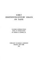 Cover of: Early eighteenth-century essays on taste