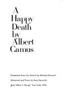Cover of: A happy death by Albert Camus