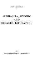 Cover of: Subhasita, gnomic and didactic literature