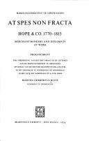 Cover of: At spes non fracta: Hope & Co. 1770-1815 : merchant bankers and diplomats at work