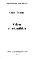 Cover of: Valeur et répartition.