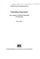 Univalent functions by Christian Pommerenke