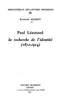 Cover of: Paul Léautaud: la recherche de l'identité, 1872-1914