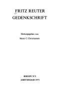 Cover of: Fritz Reuter Gedenkschrift