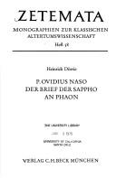 Cover of: P. Ovidius Naso, Der Brief der Sappho an Phaon: mit literar. u. krit. Kommentar im Rahmen e. motivgeschichtl. Studie