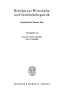 Cover of: Beiträge zur Wirtschafts- und Gesellschaftspolitik: Festschrift f. Theodor Pütz
