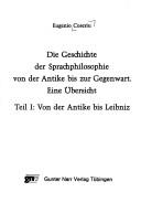 Cover of: Die Geschichte der Sprachphilosophie von der Antike bis zur Gegenwart by Eugenio Coseriu
