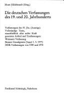 Die deutschen Verfassungen des 19. und 20. Jahrhunderts by Horst Hildebrandt