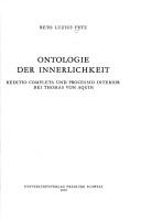 Cover of: Ontologie der Innerlichkeit by Reto Luzius Fetz