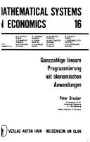 Cover of: Ganzzahlige lineare Programmierung mit ökonomischen Anwendungen