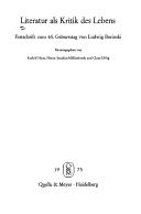 Cover of: Literatur als Kritik des Lebens: Festschrift z. 65. Geburtstag von Ludwig Borinski