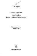 Cover of: Kleine Schriften zum antiken Buch- und Bibliothekswesen