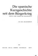Cover of: Die spanische Kurzgeschichte seit dem Bürgerkrieg by Erna Brandenberger