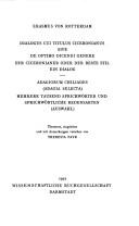 Cover of: Dialogus cui titulus Ciceronianus ; sive, De optimo dicendi genere. Adagiorum chiliades (Adagia selecta)