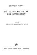 Cover of: Systematische Syntax des Japanischen
